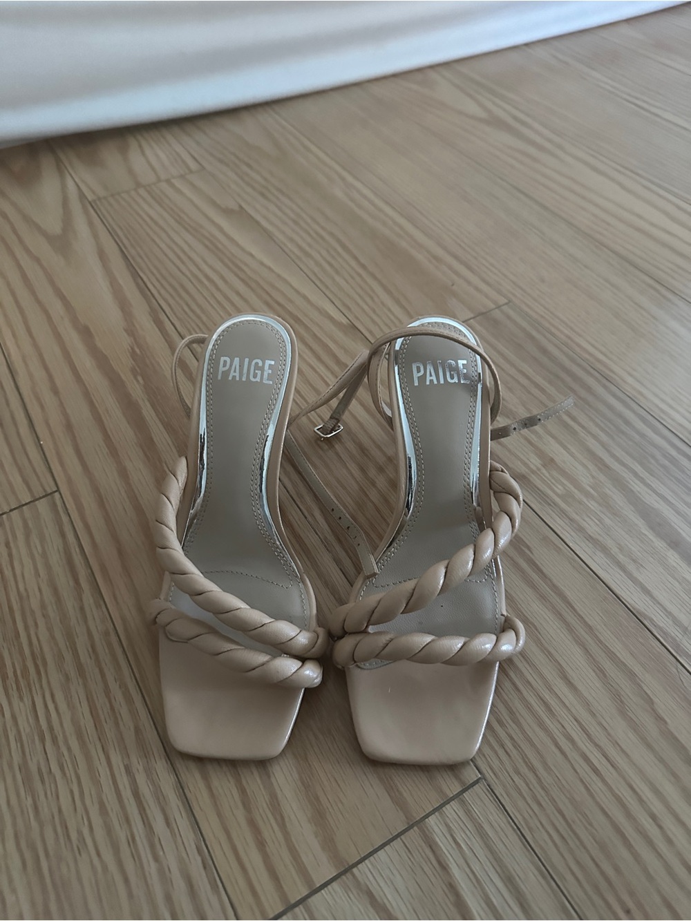 PAIGE Neutral Braided Strap Heeled Sandals